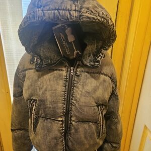 Diesel Kids Hooded Puffer Jacket - Black